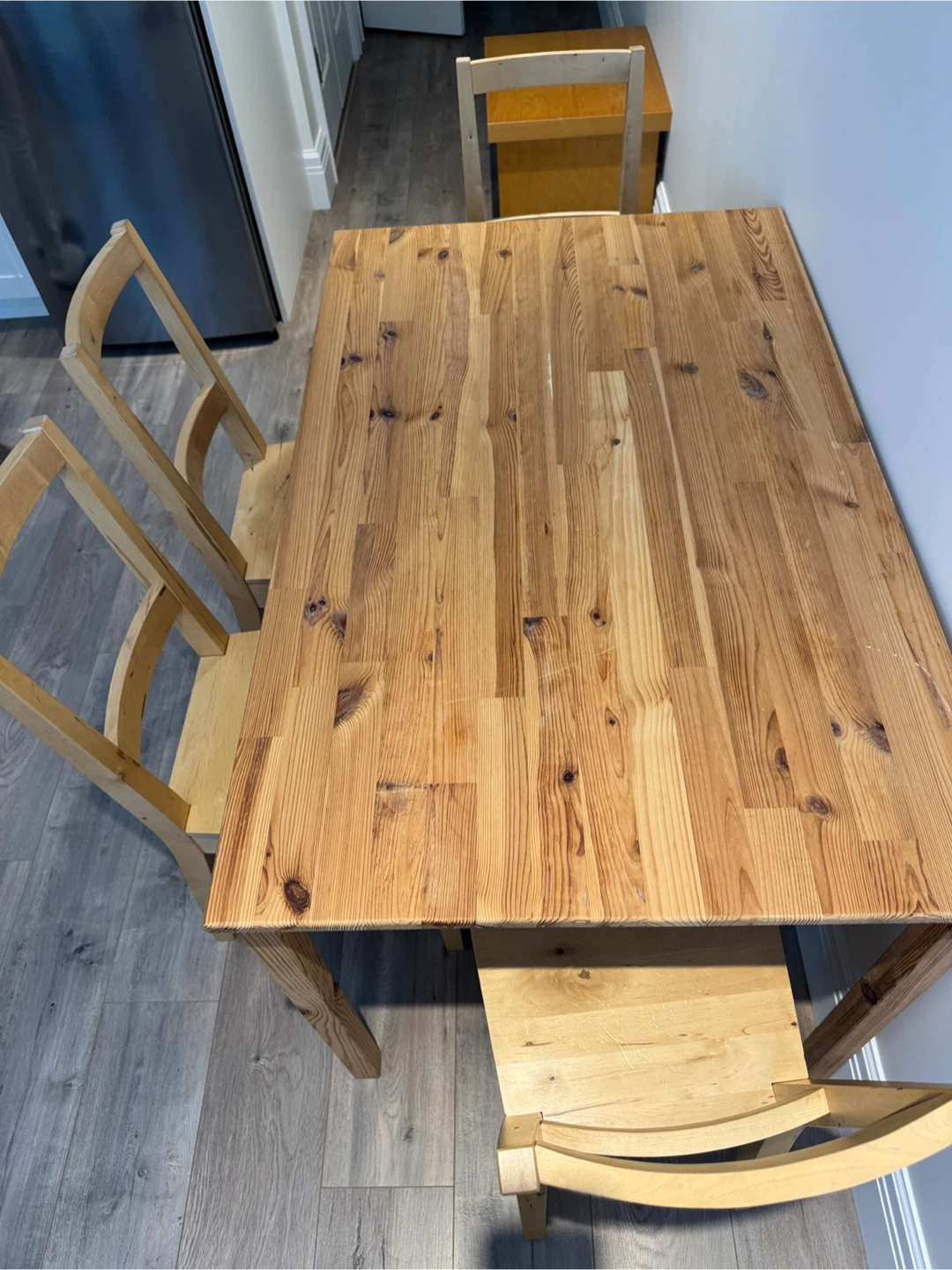 Solid wood dining table with 4 chairs