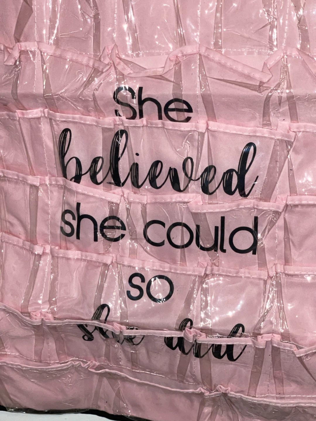 Jewelry Hanging Organizer Pink with Quote - photo 2