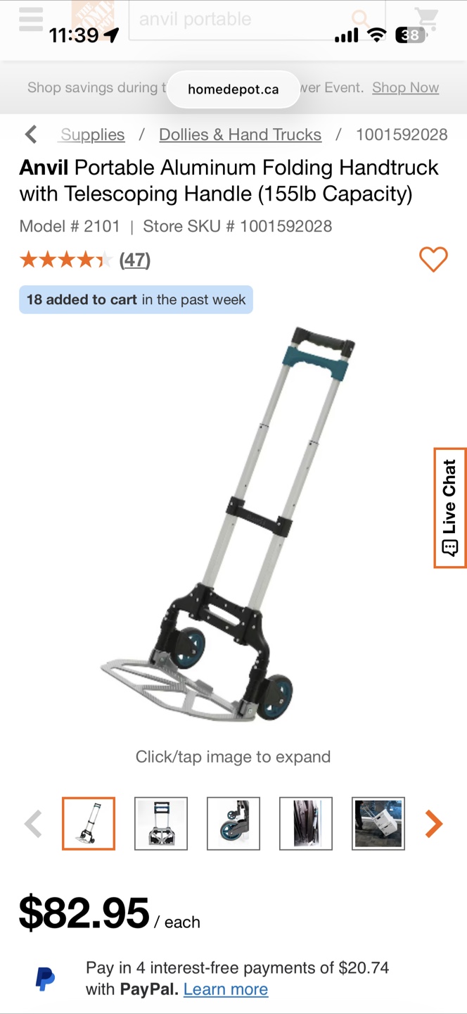 Anvil Portable Aluminum Folding Handtruck - photo 2