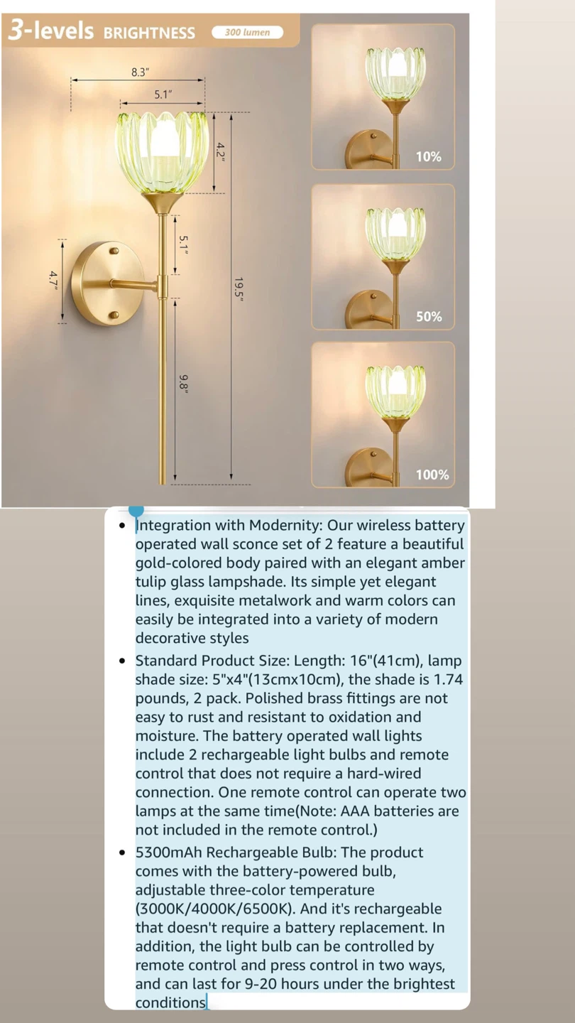 Wall Sconce Set of 2 light night lights - photo 4