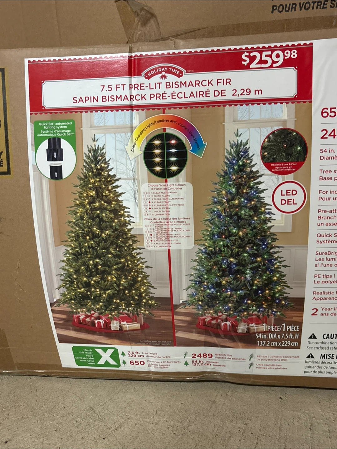 7.5ft Christmas Tree + Ornaments (Blue/Pink)
