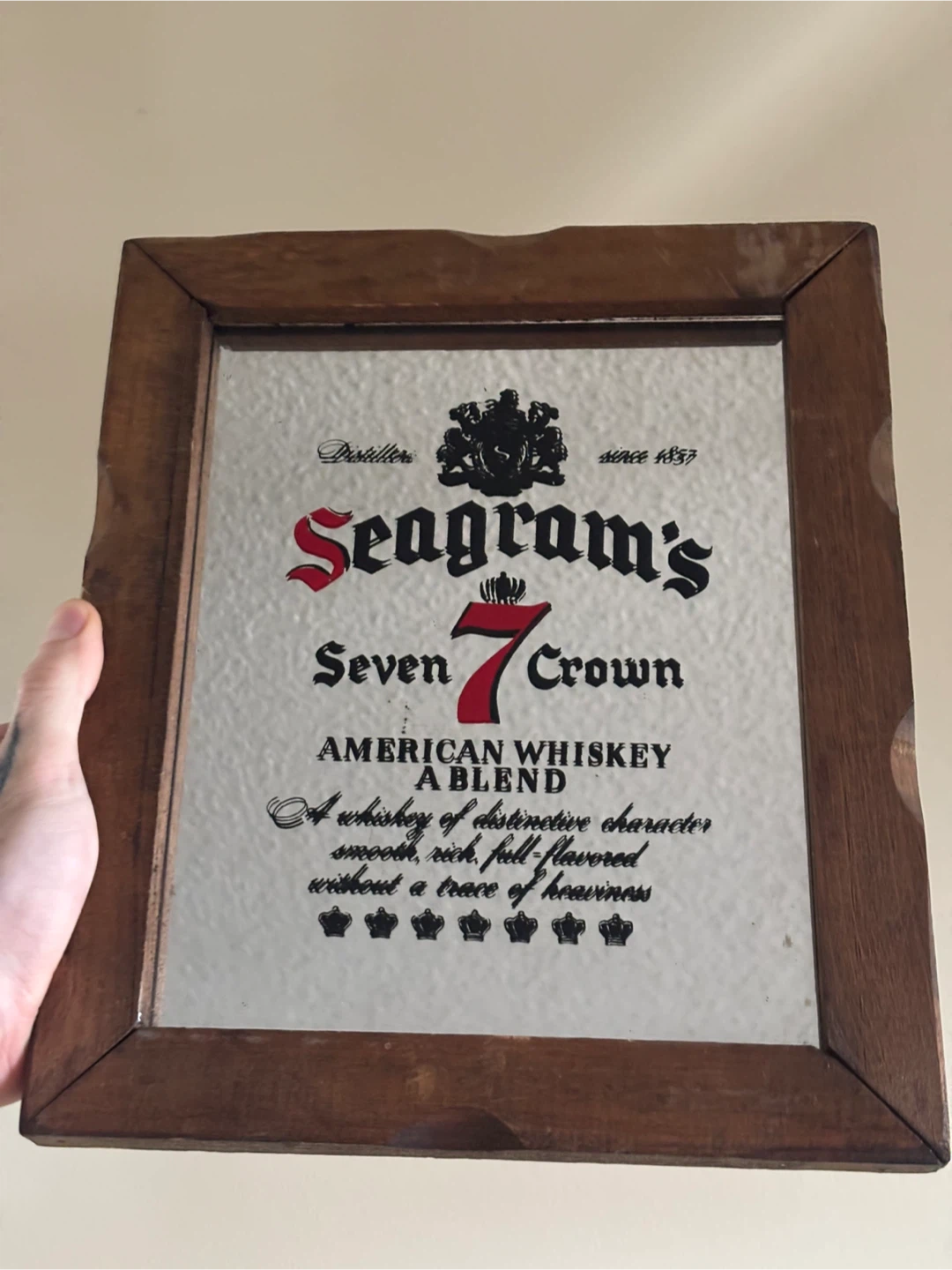Seagram's Seven Crown vintage wall mirror
