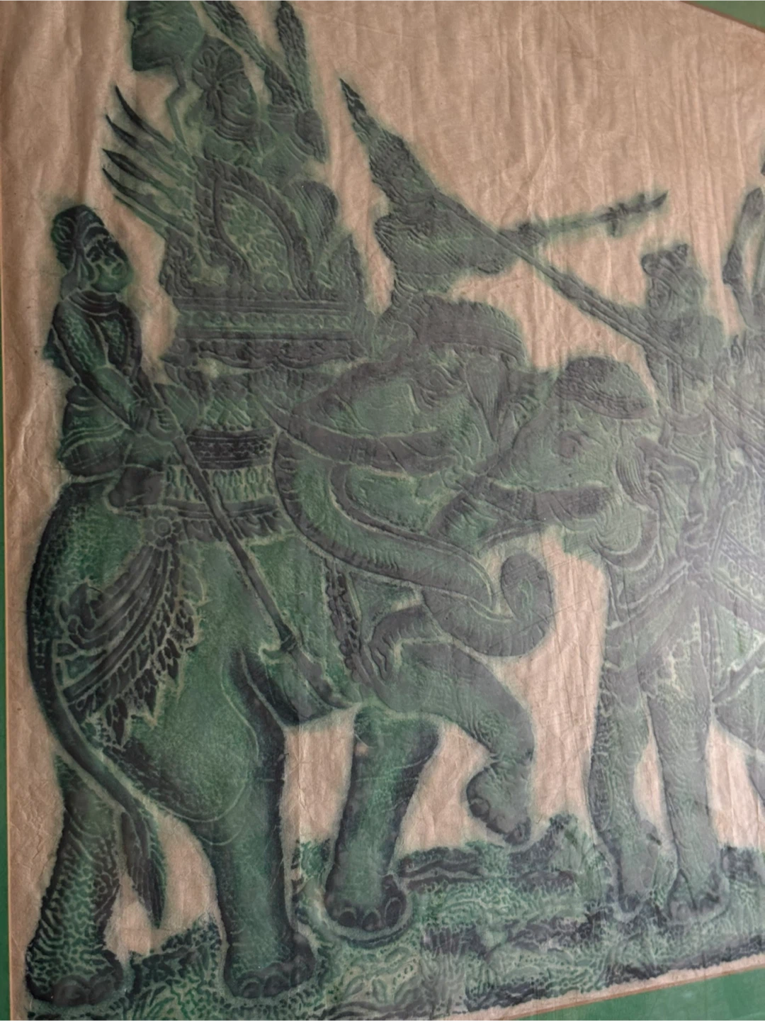 Framed Traditional Thai Elephant Art - photo 2