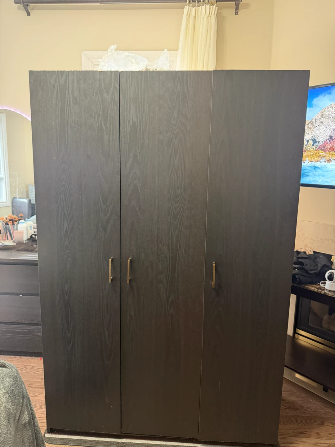 3 door dark brown wardrobe