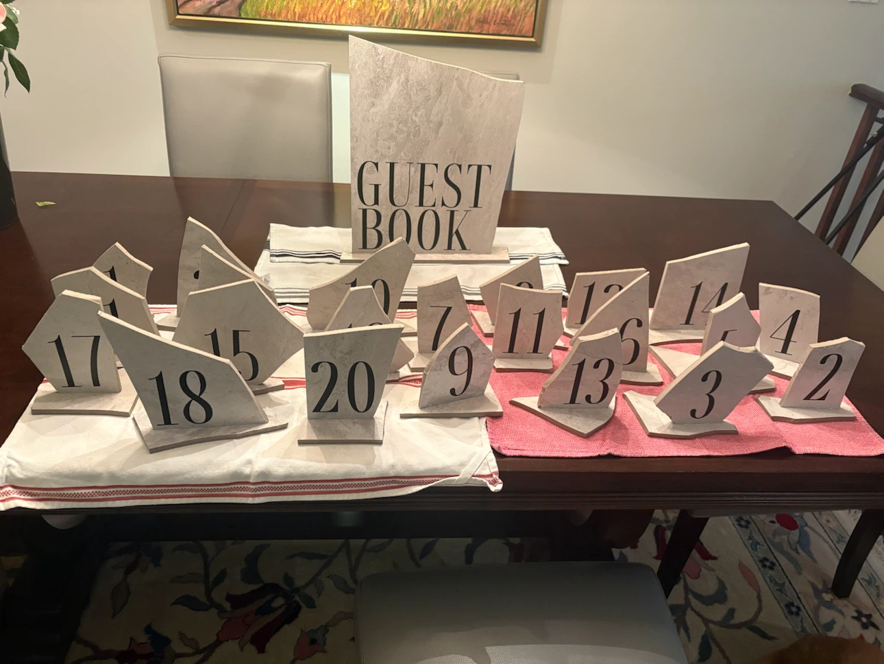 Set of 22 Table Numbers and Guest Book Sign