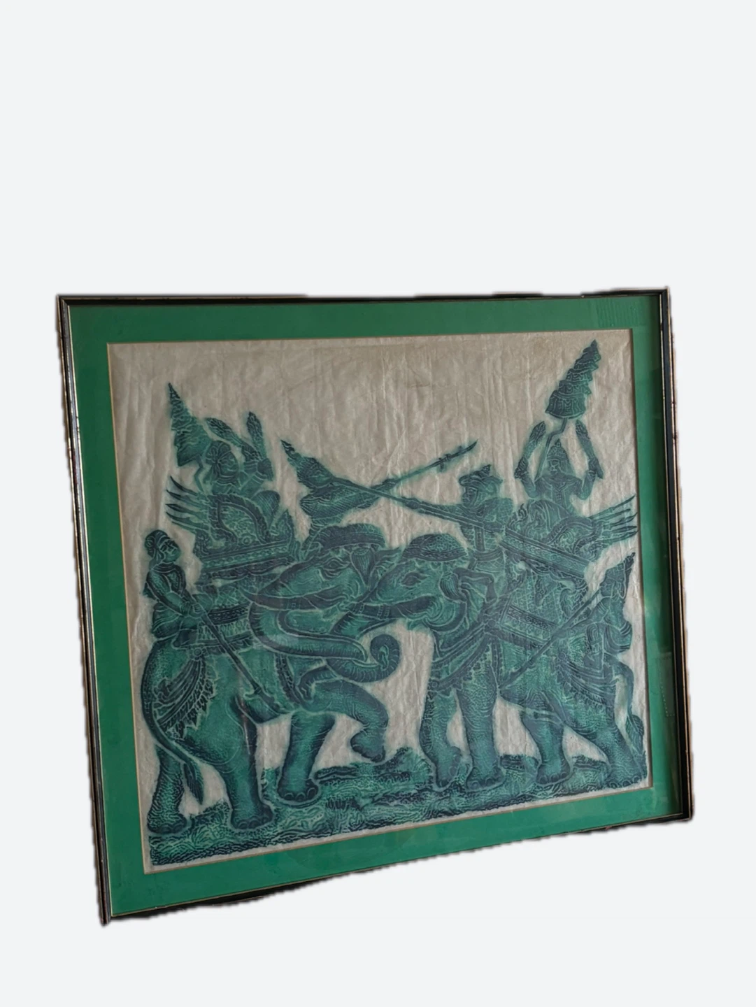 Framed Traditional Thai Elephant Art