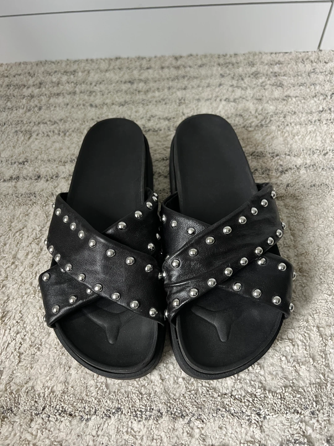 Black Studded Sandals size 8W