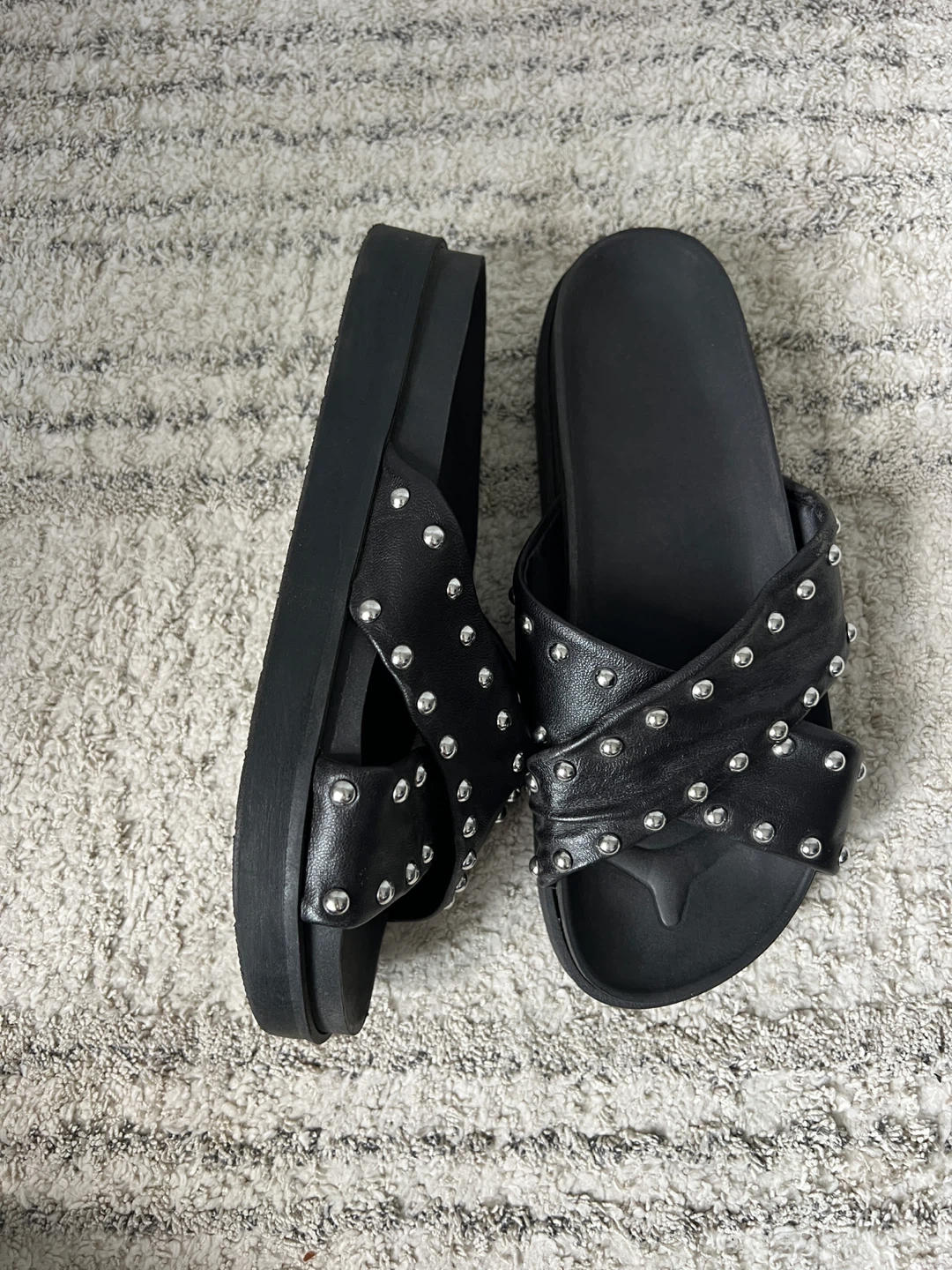 Black Studded Sandals size 8W - photo 2