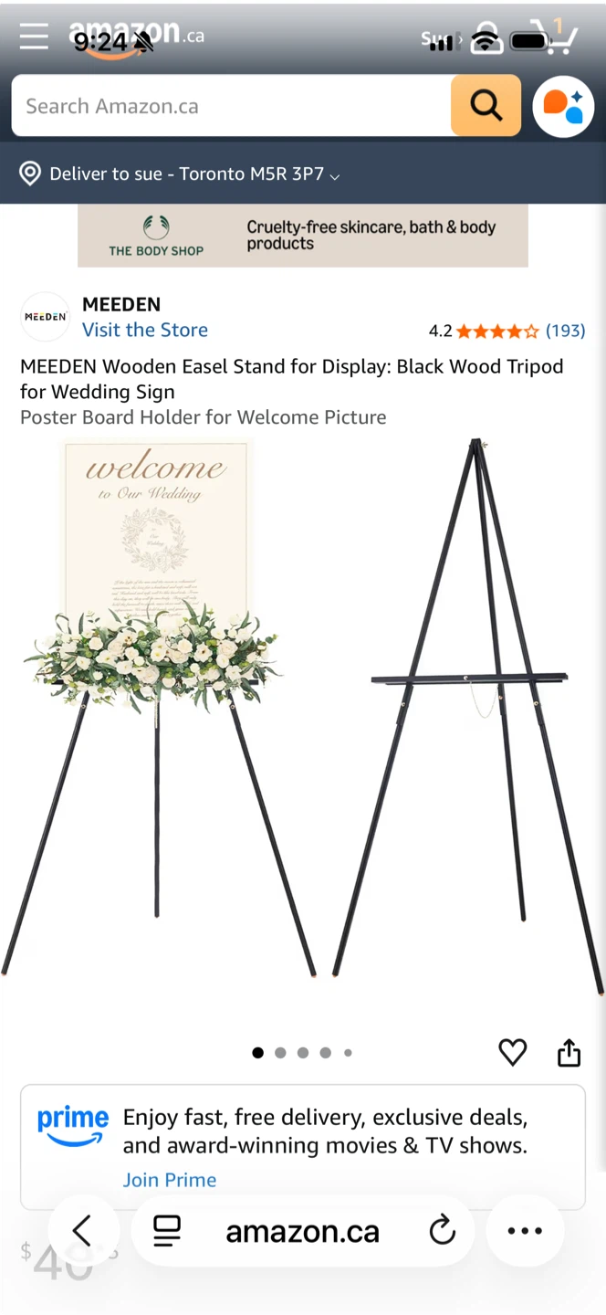 Black Wooden Tripod Easel Stand - 2