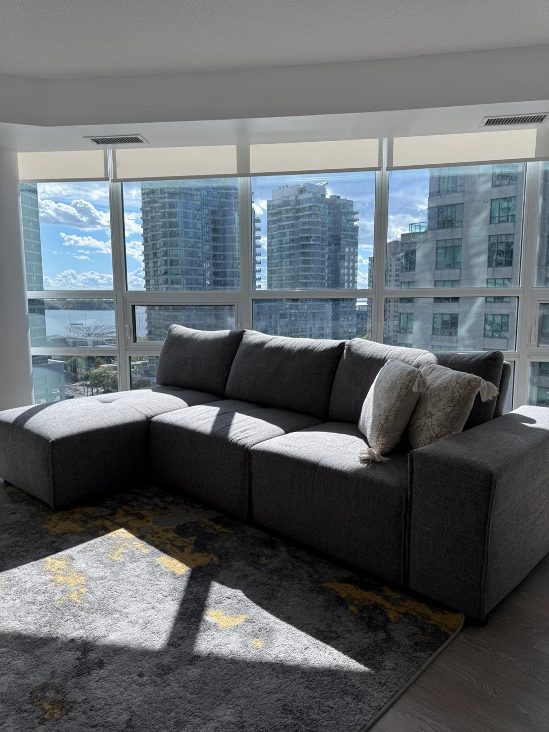 Grey Sectional with Chaise – Purchased from The Brick
