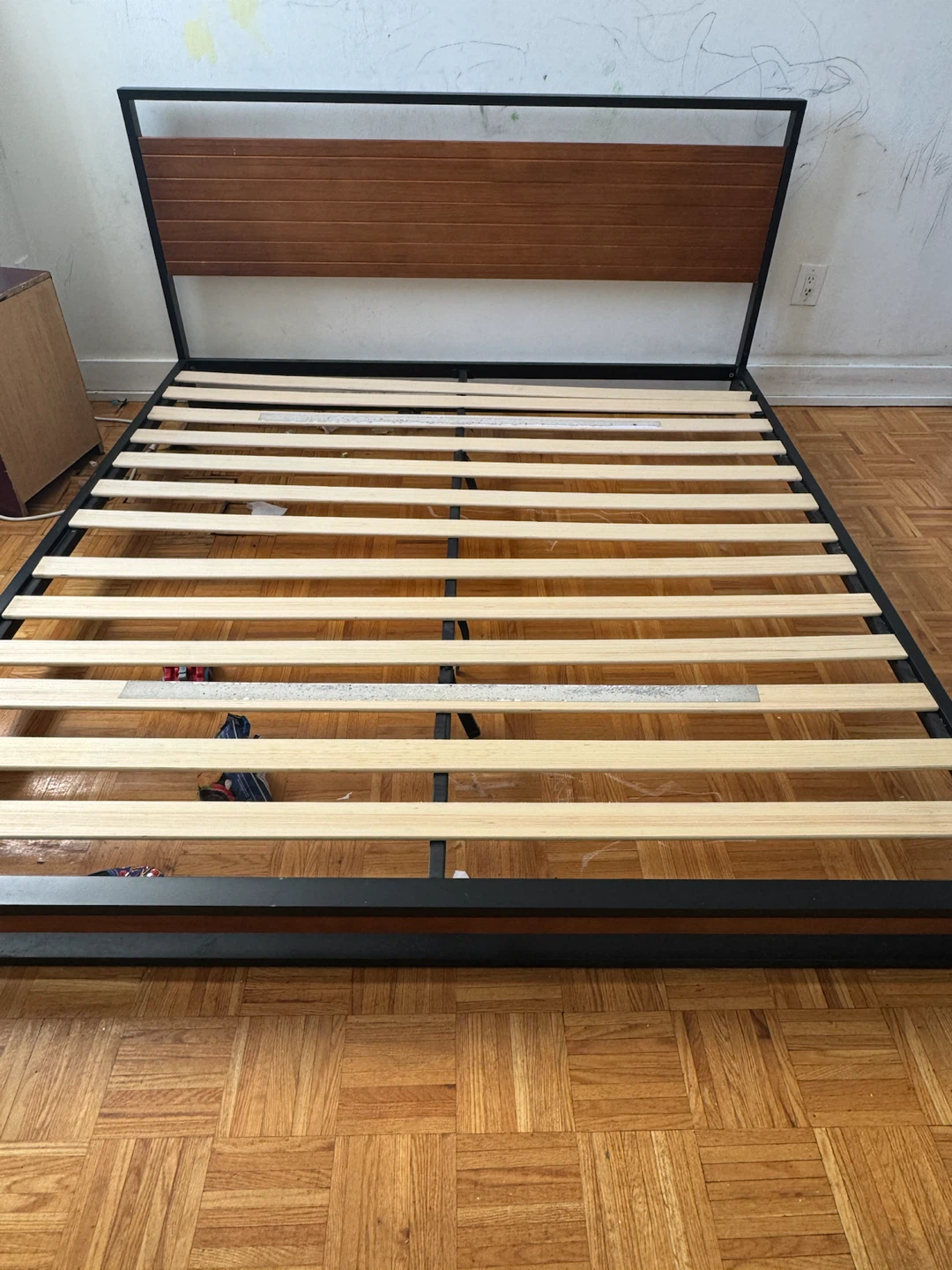 Metal and Wood Slat King bed frame