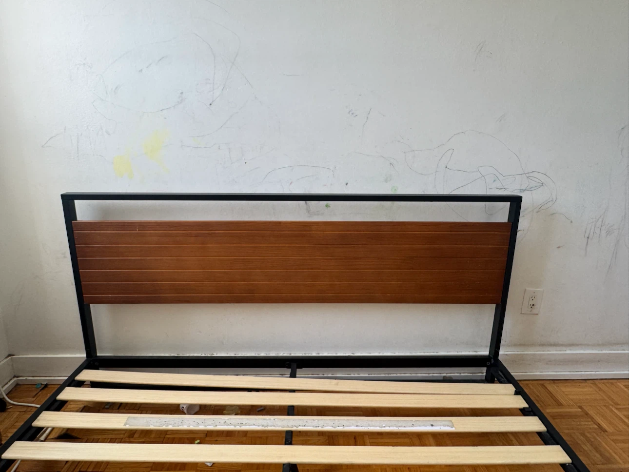 Metal and Wood Slat King bed frame - photo 2