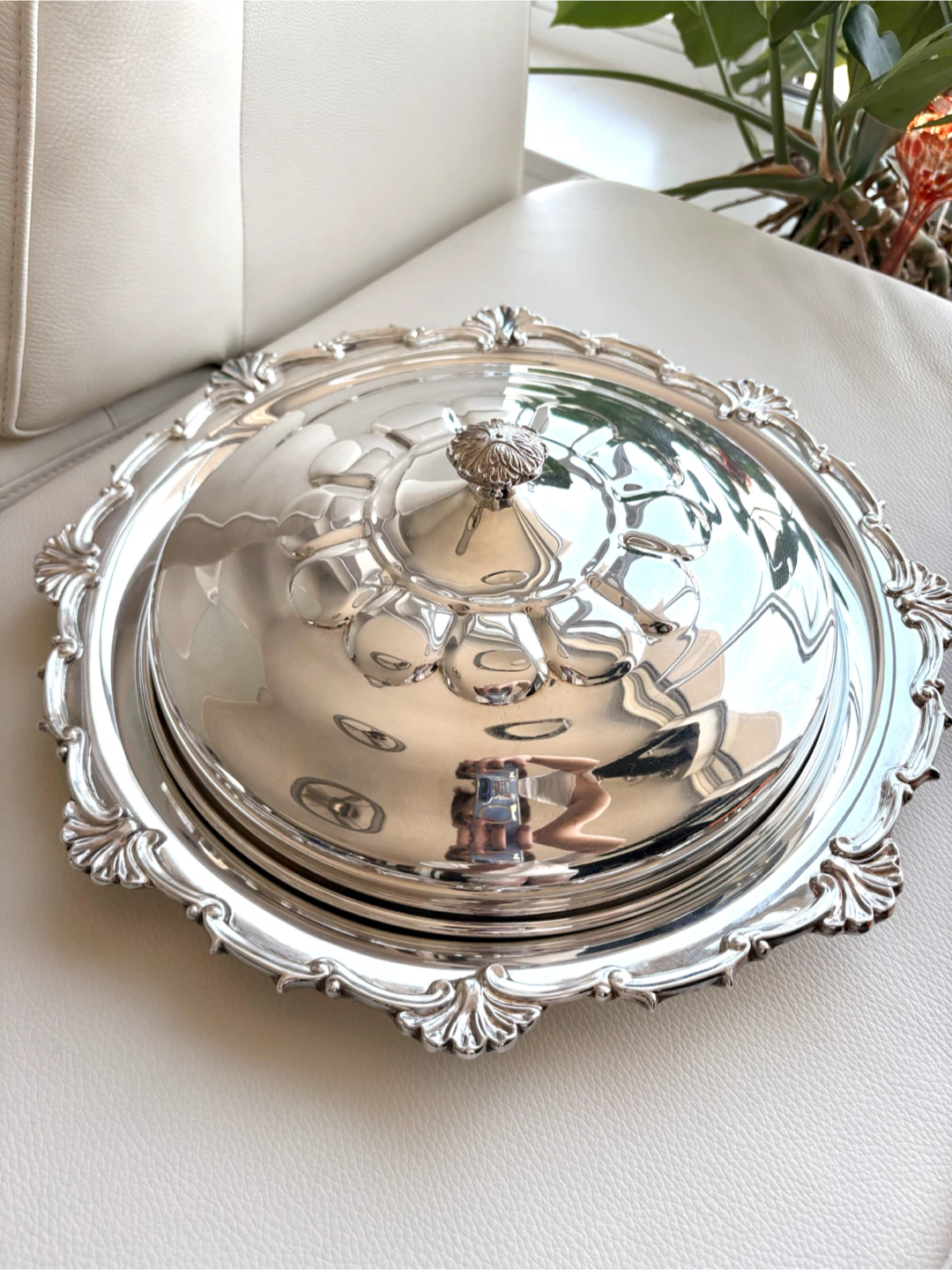 Primrose Plate E.P. Copper Serving Tray with Glass Insert