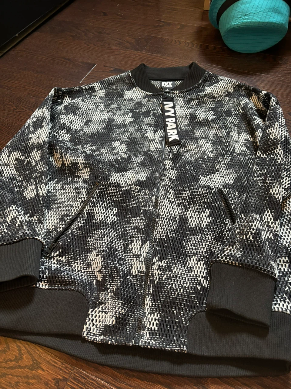 IVY PARK Black and White Mesh Bomber Jacket