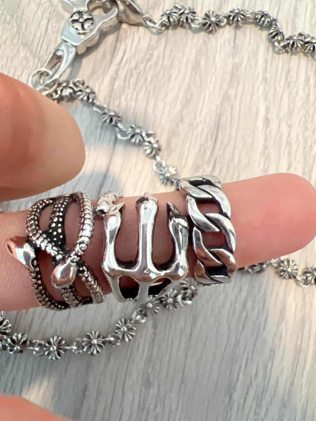 Jewelry Set - chain, 3 Rings, and Earrings - photo 2