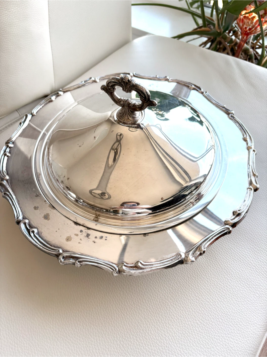 Silver Plated Serving Dish with Lid and glass insert - photo 2