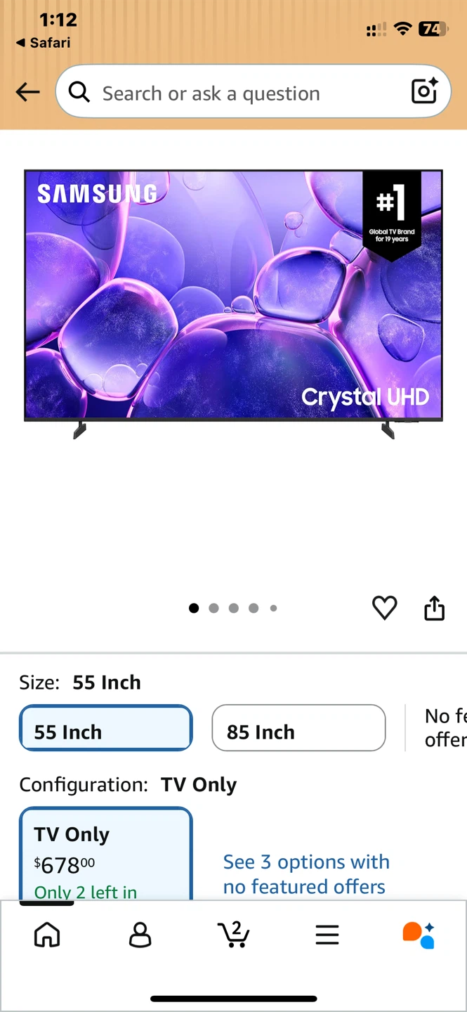 Samsung 55 Inch Crystal UHD Smart TV|Excellent Condition - photo 2