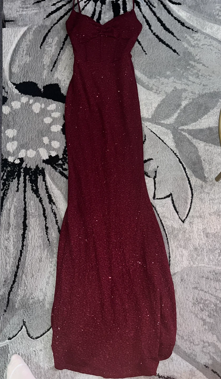 Lovely Day Burgundy Glitter Gown