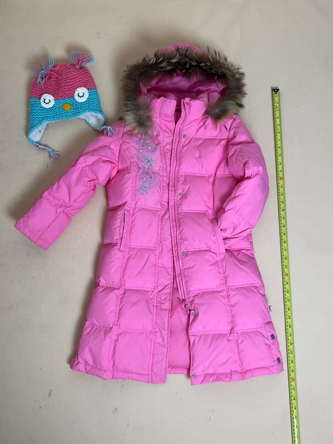 Girls Pink Barbie Winter Coat and Hat Setfor 8-10 years old