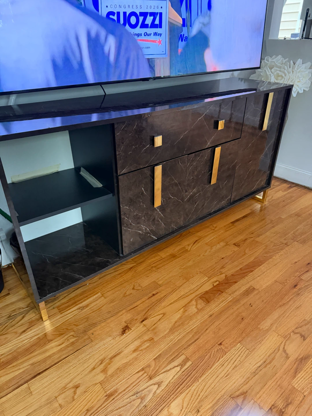 Modern Marble Look Media Console - photo 4