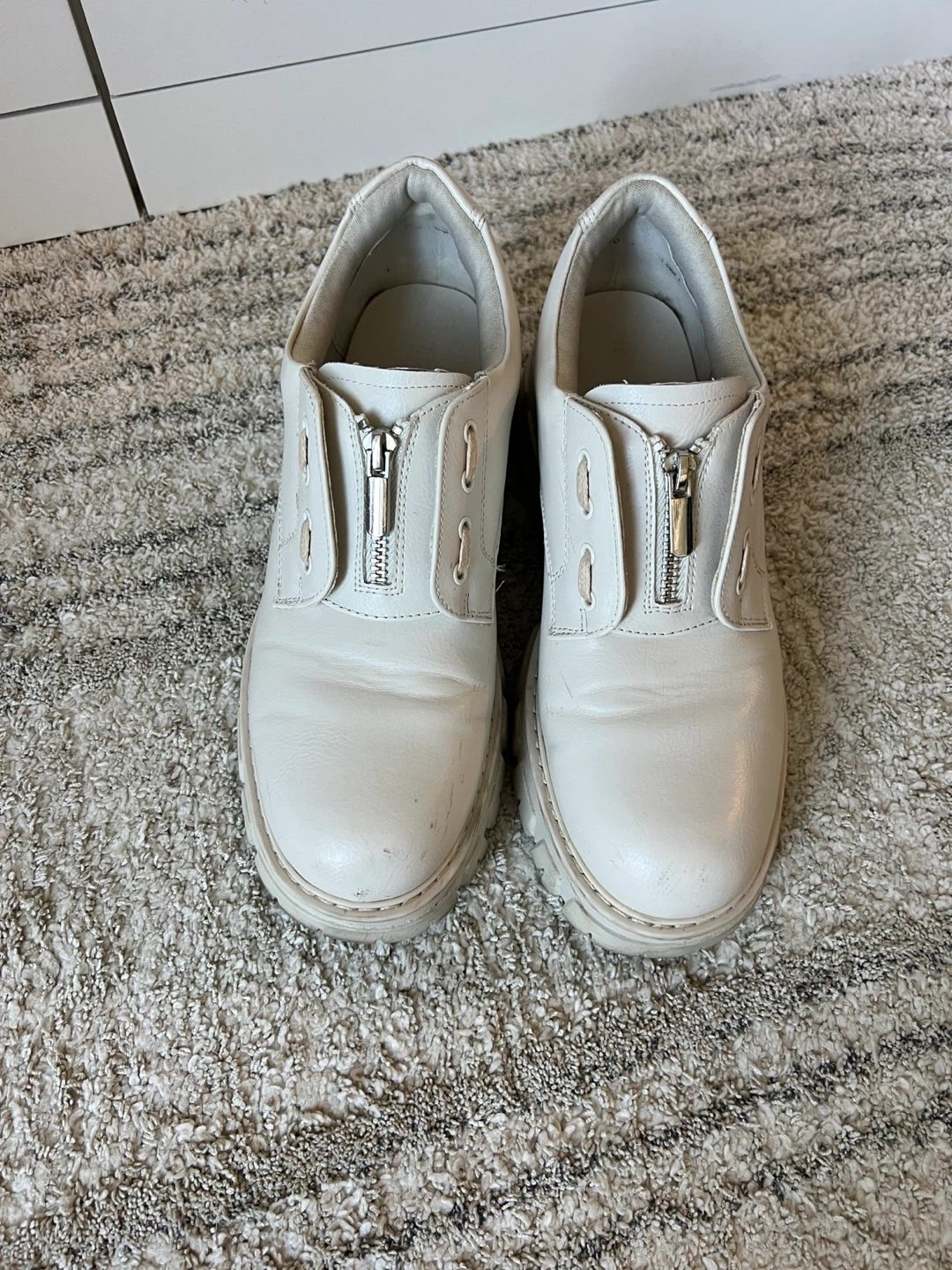 White Zip Chunky Oxfords size 8W - photo 2