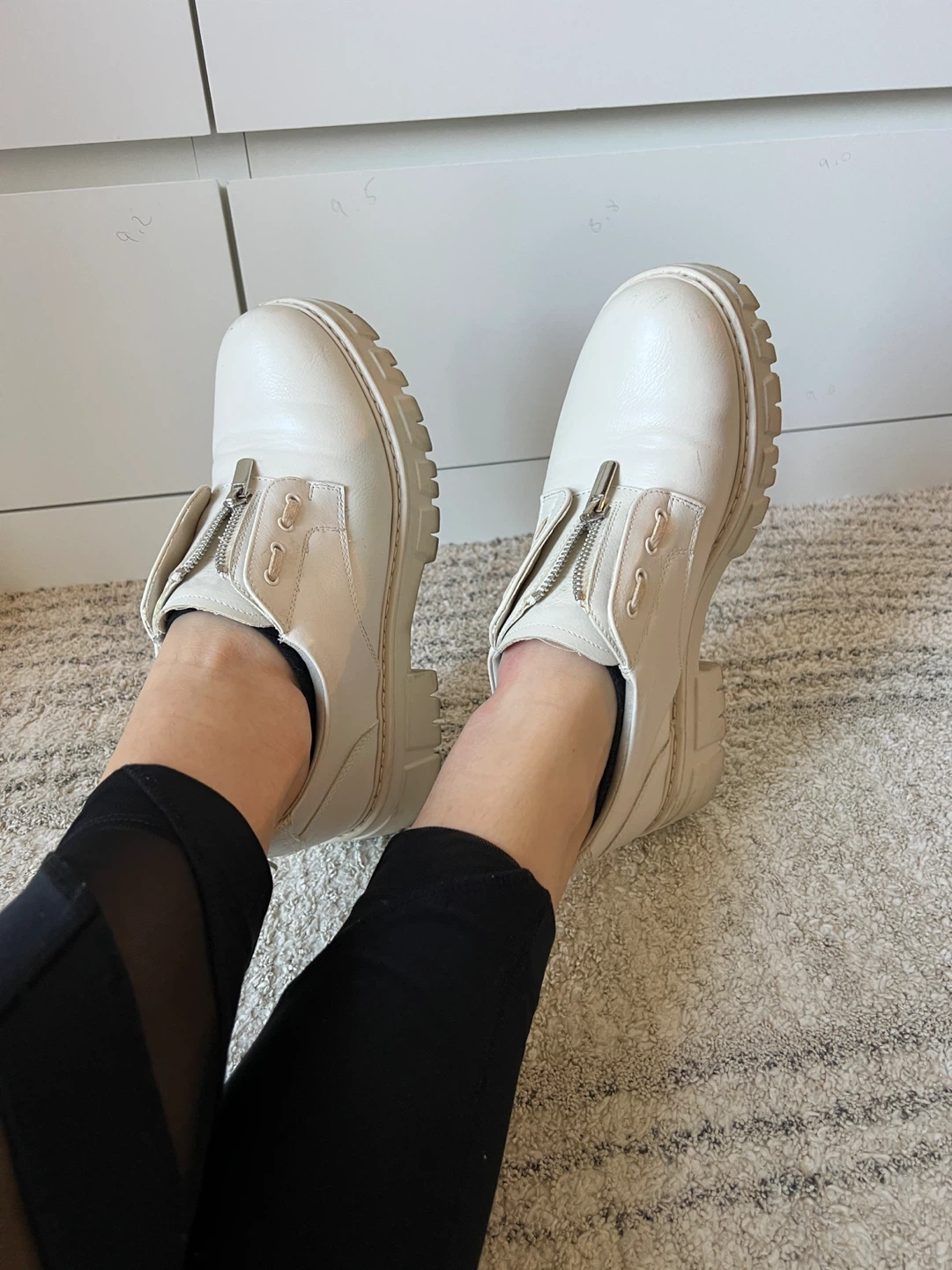 White Zip Chunky Oxfords size 8W - photo 4