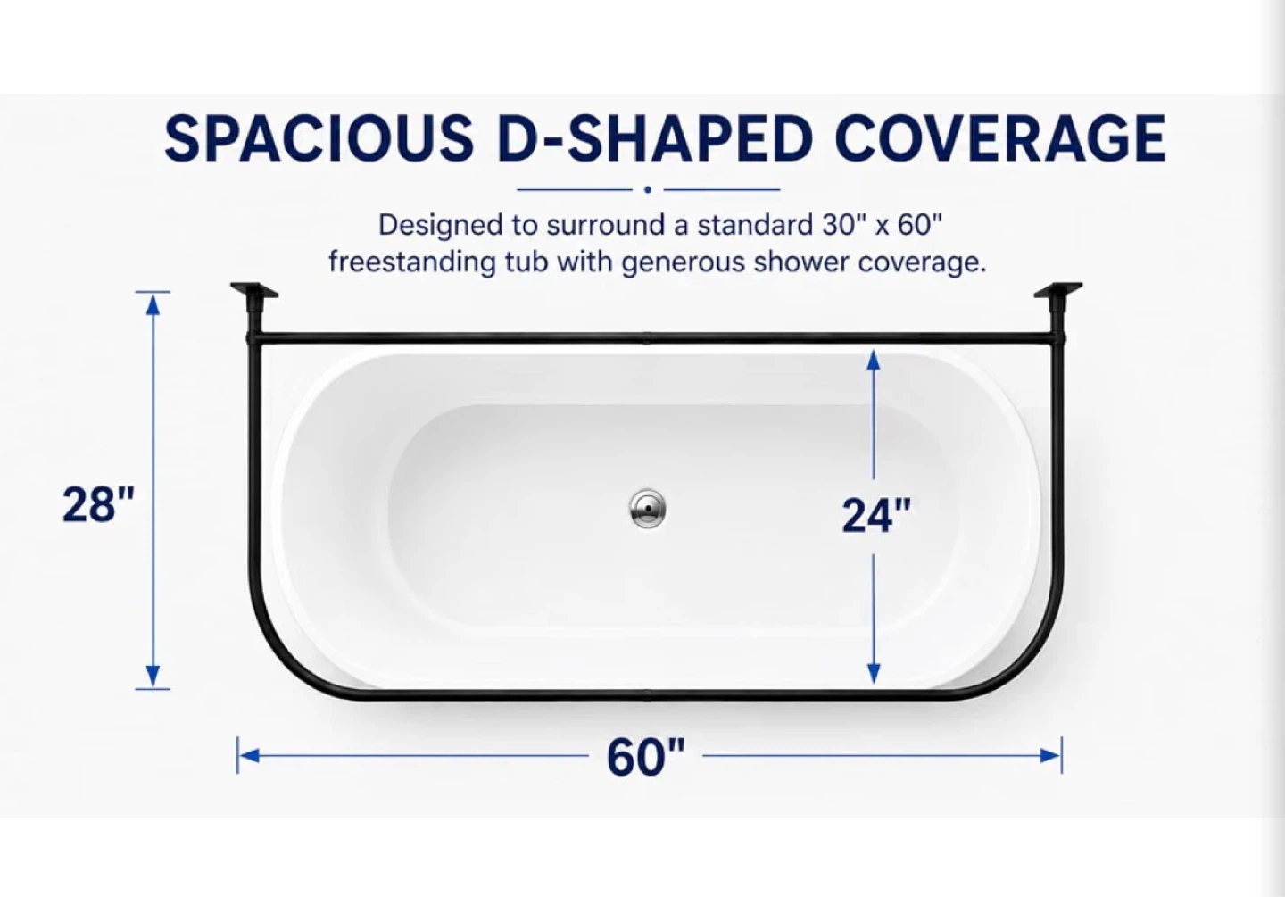 Utopia Alley D-Shaped Aluminum Shower Curtain Rod - photo 2