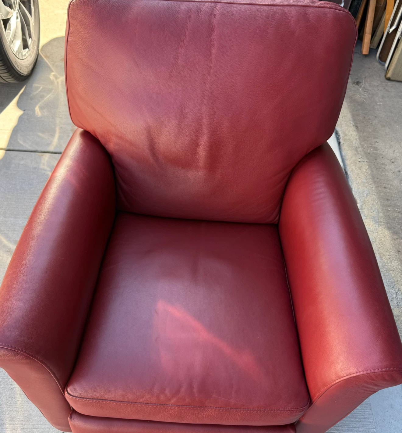 Red Leather Recliner Armchair