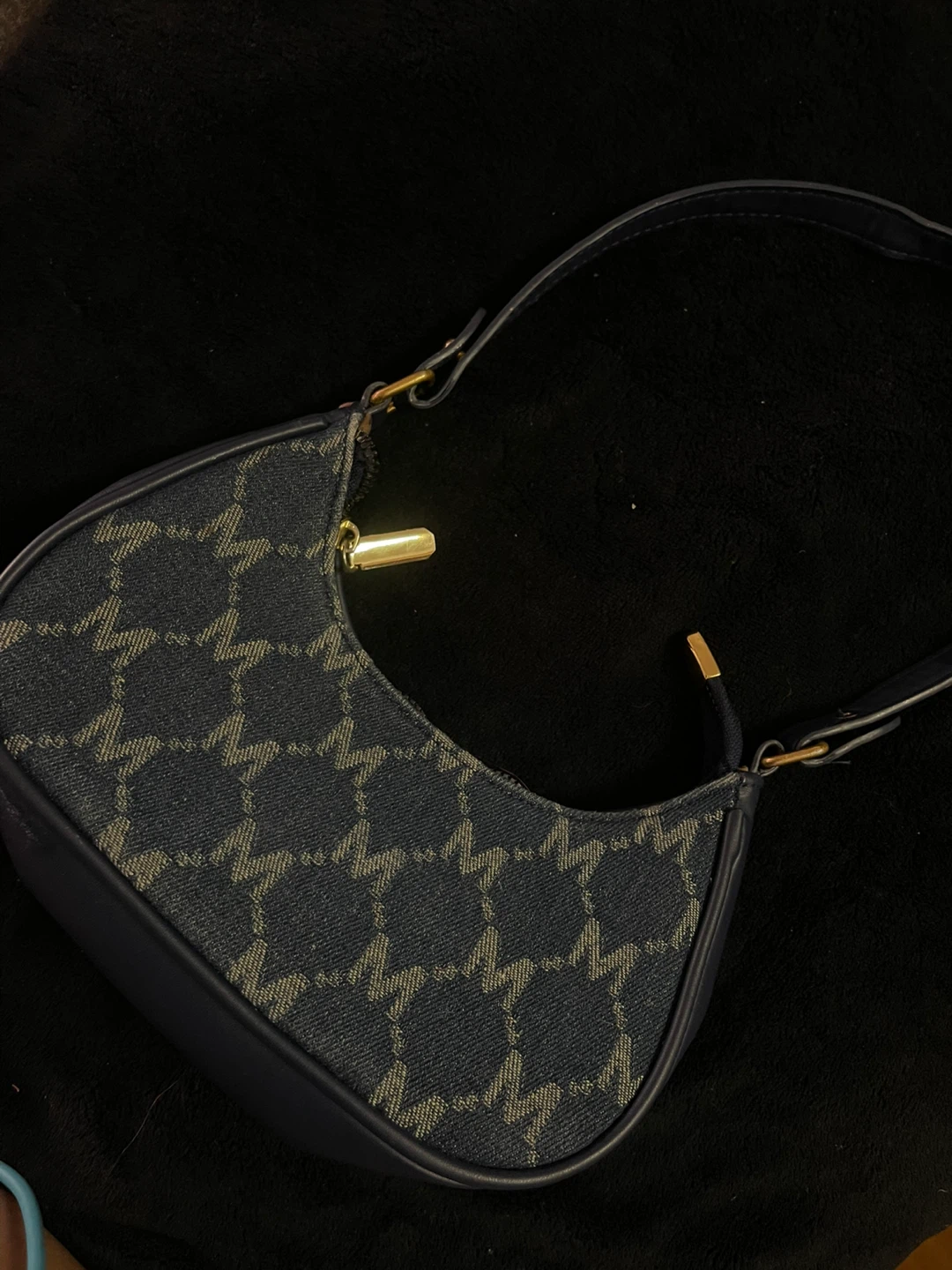 Denim Patterned Mini Shoulder Bag - photo 2
