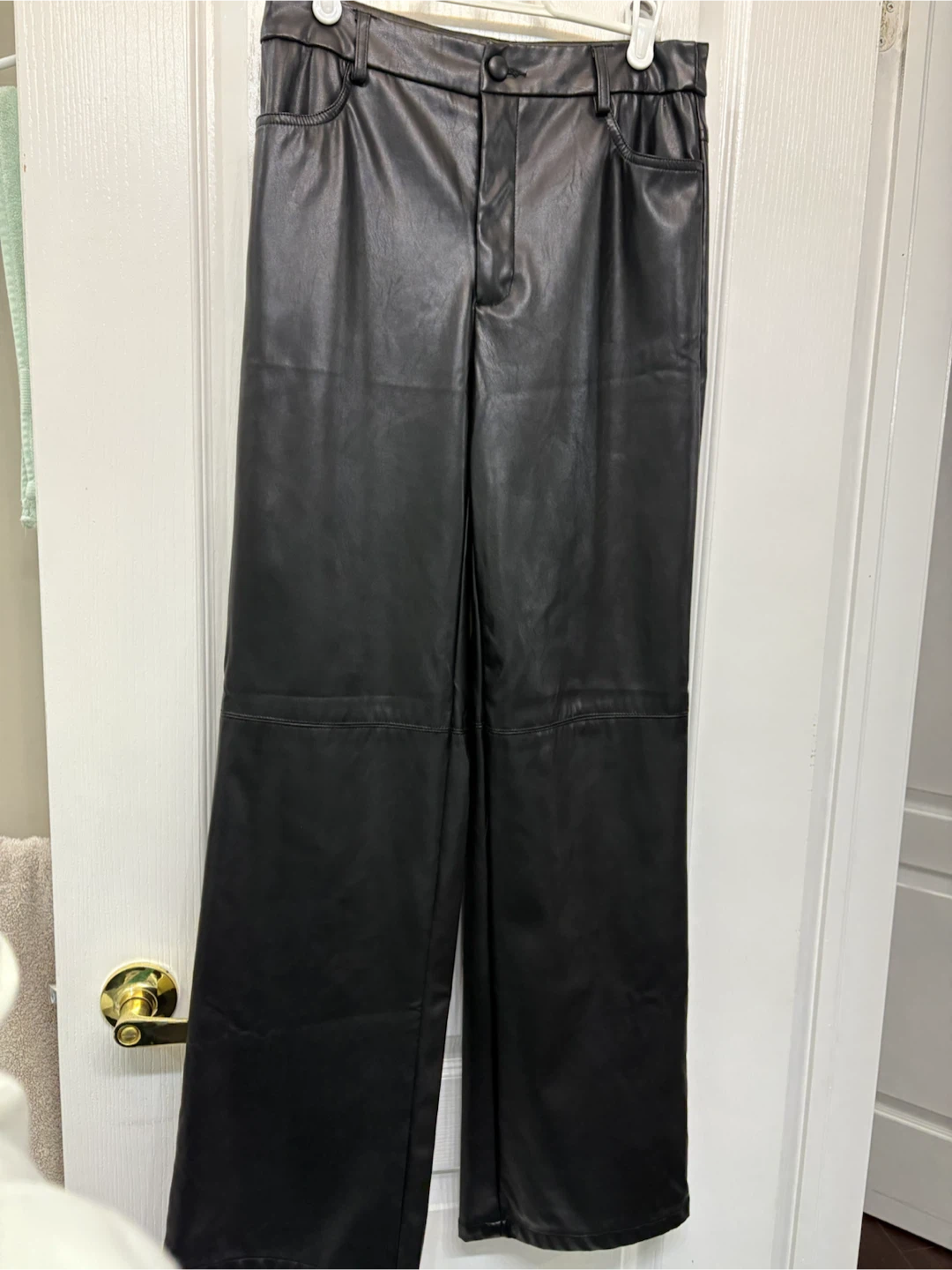 Black Faux Leather Trousers M