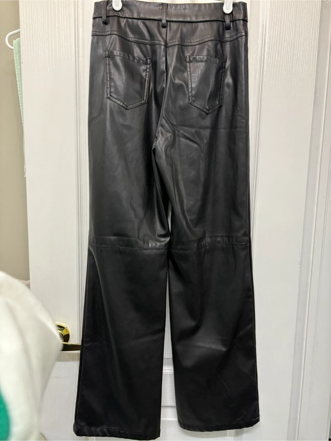 Black Faux Leather Trousers M - photo 3