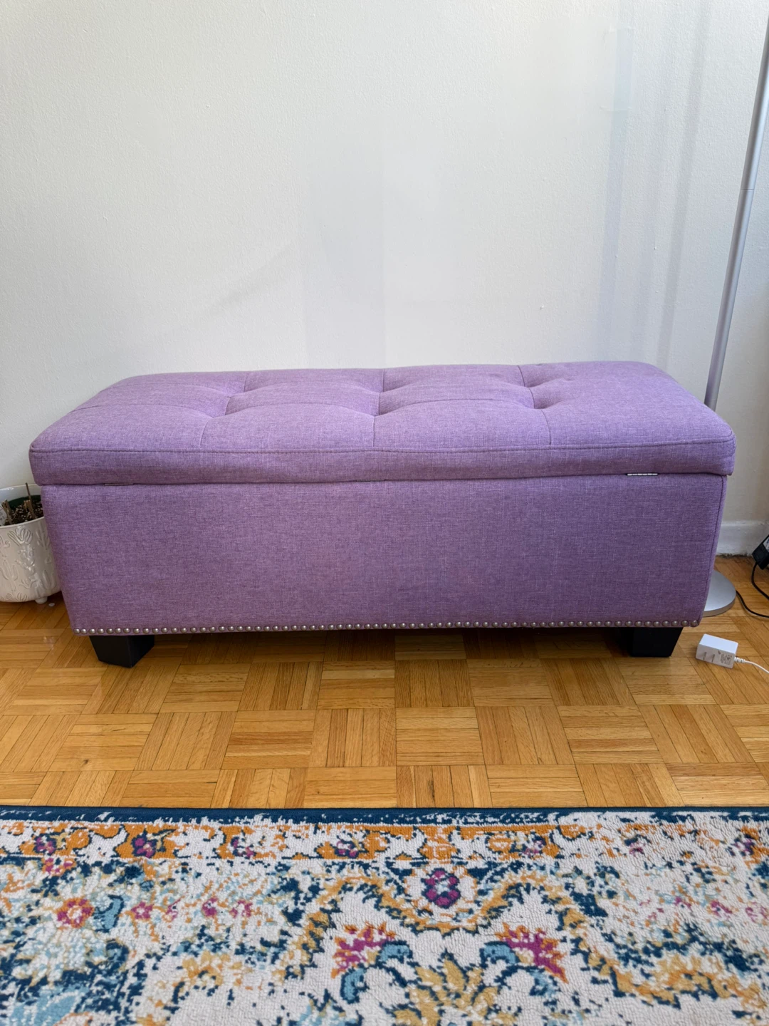 Lavender Tufted Storage Ottoman Bench