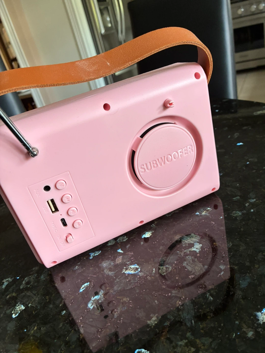 Pink Portable Retro Bluetooth Speaker and FM Radio - photo 3