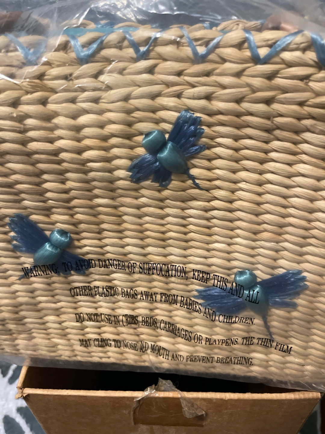 New Woven Cornhusk Tote Bag with Dragonfly Accents - photo 3
