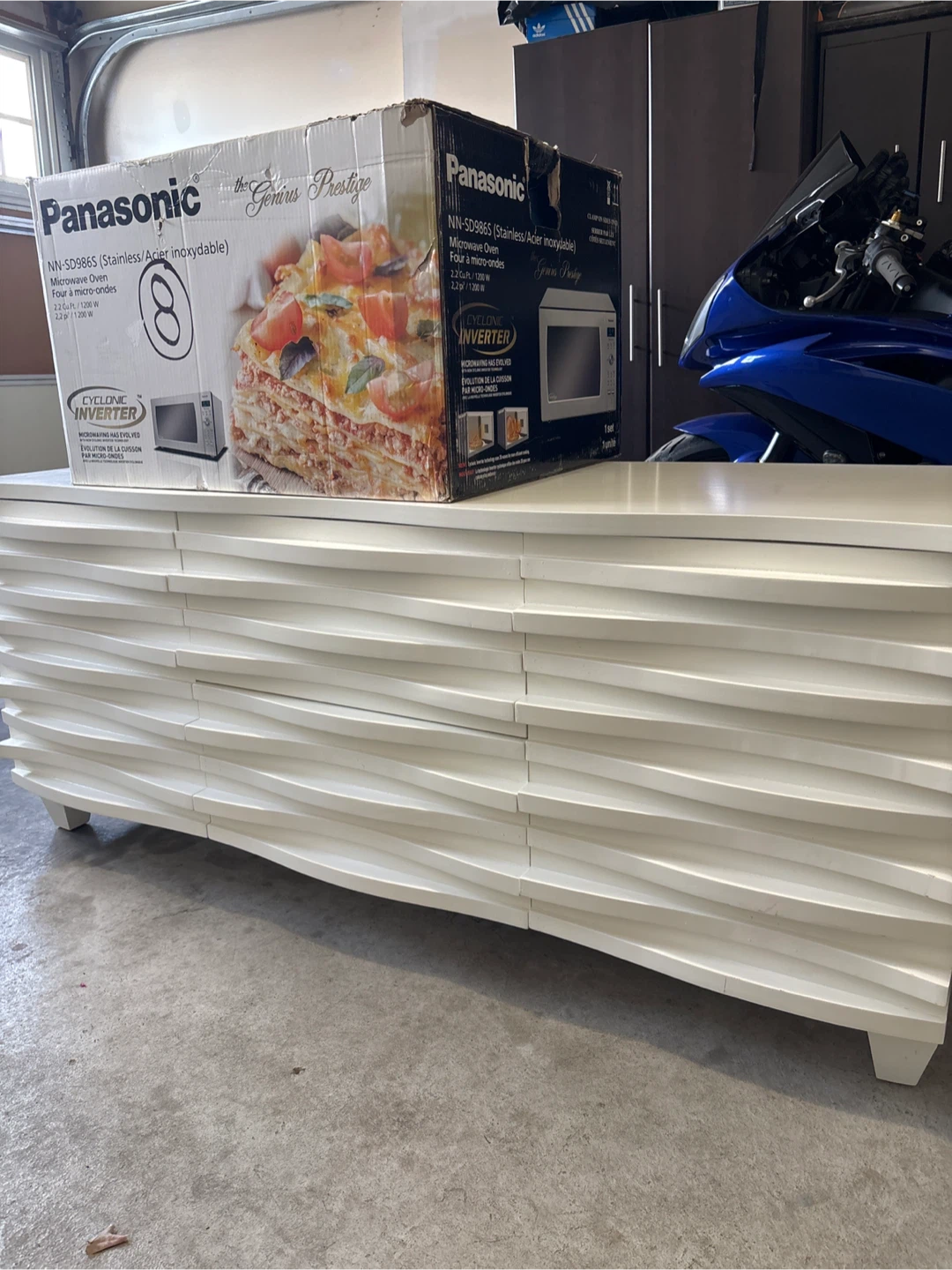 Modern White Textured Media Console Tv Stand
