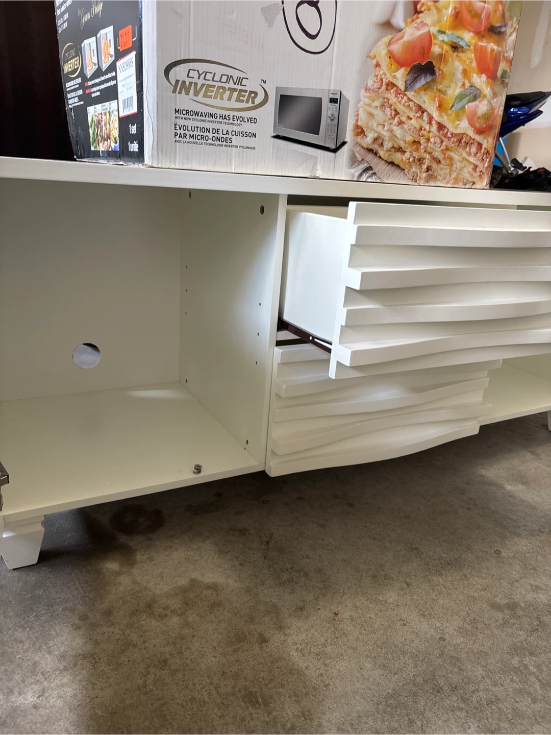 Modern White Textured Media Console Tv Stand - photo 2