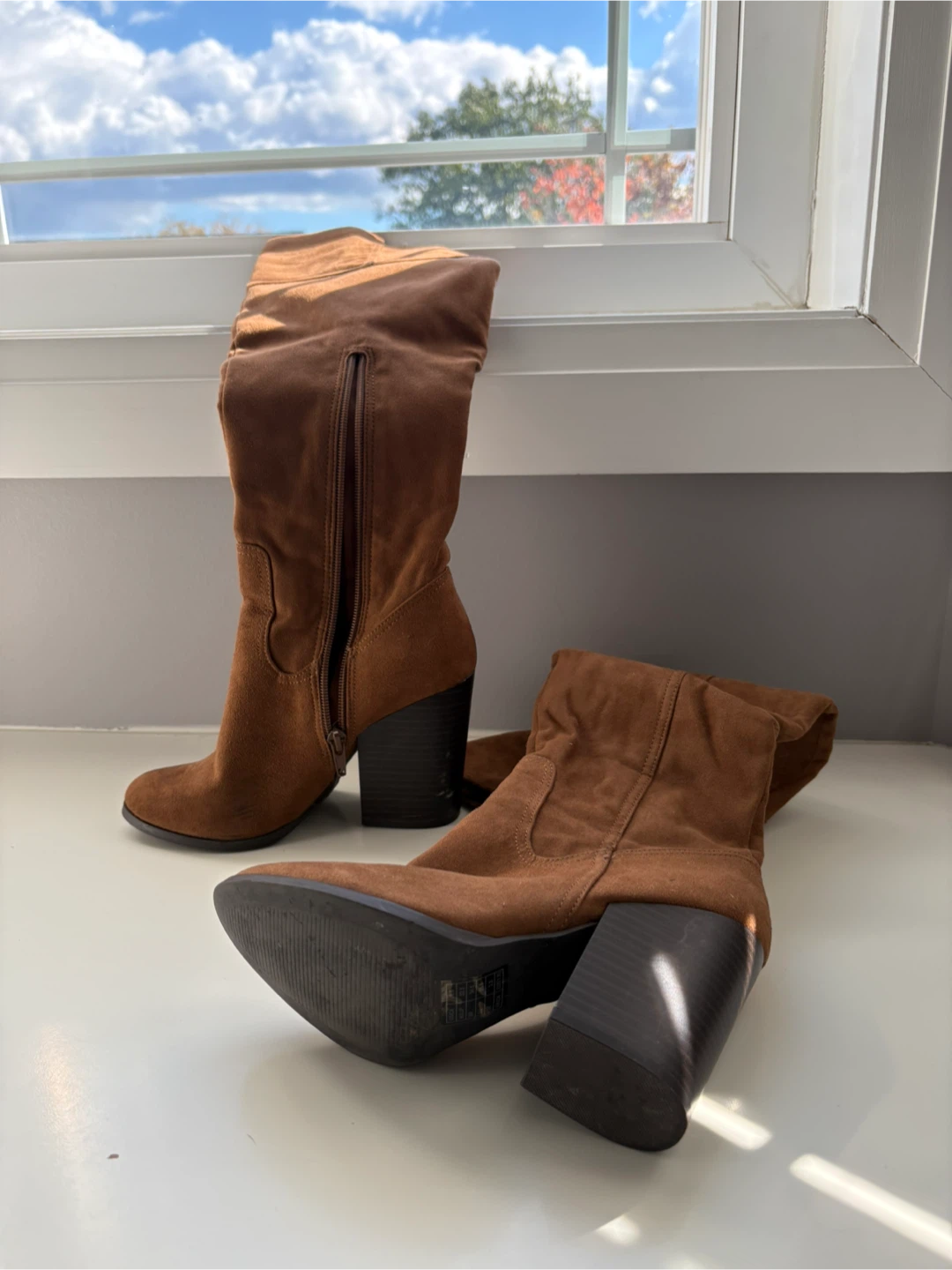 Brown Suede-Look Block Heel Boots - photo 2