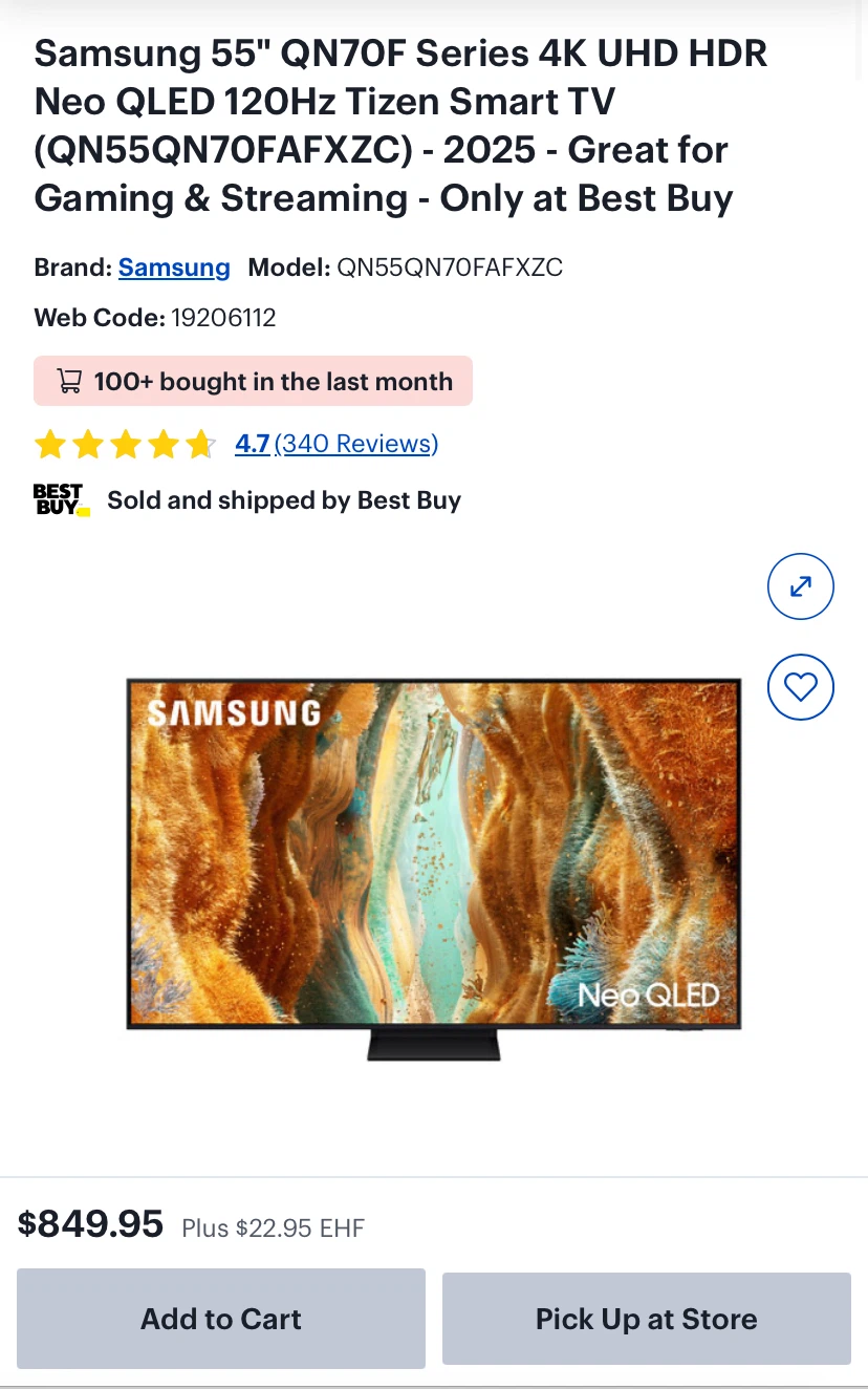 Moving sale Samsung 55 inch QN70F Neo QLED 4K Smart TV