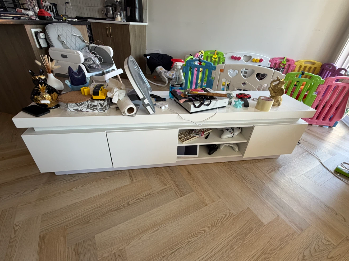 Modern White TV Media Console