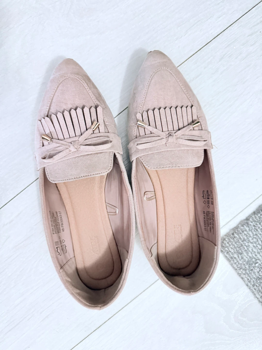 Ardene Beige Faux Suede Loafers - Size 9