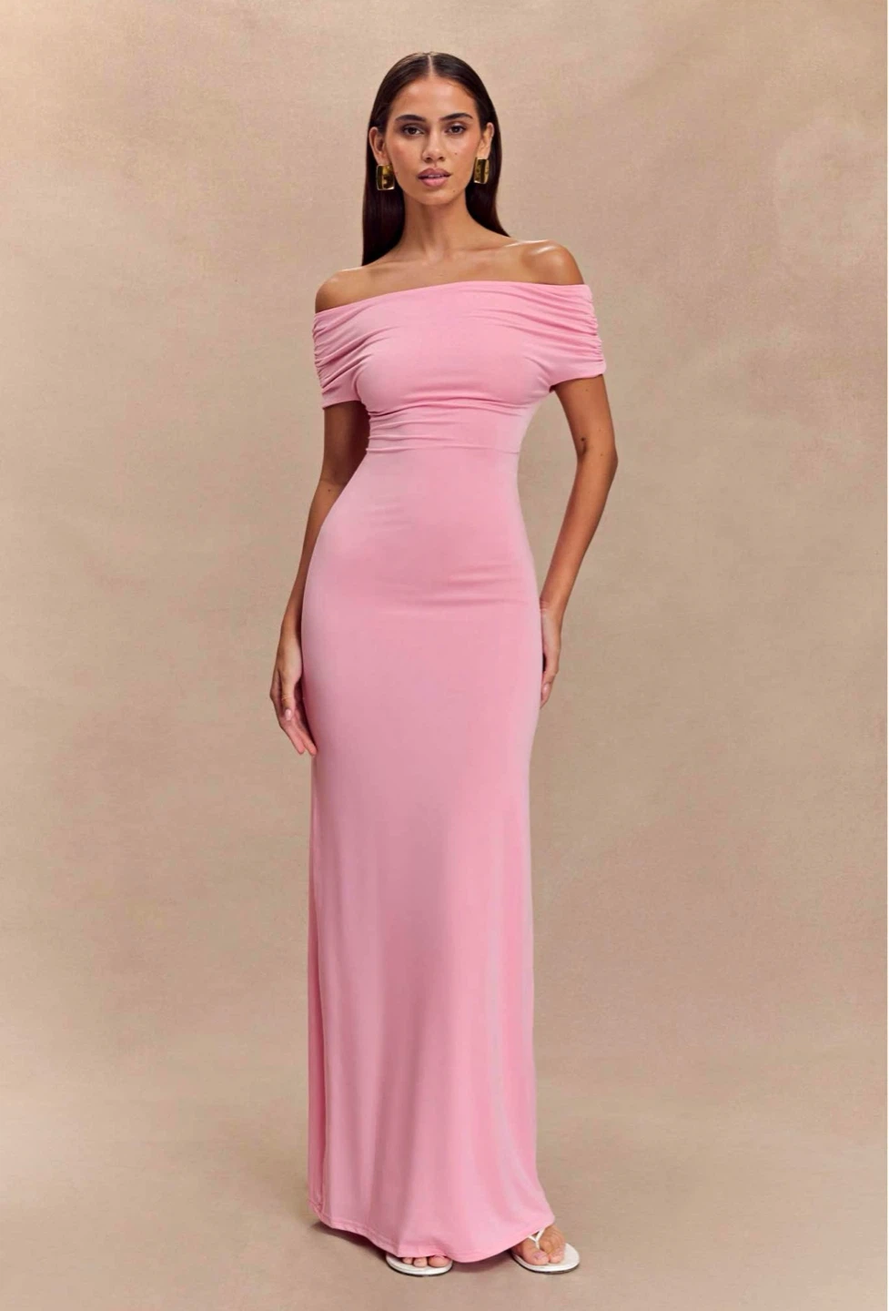 Meshki Off-Shoulder Pink Maxi Dress