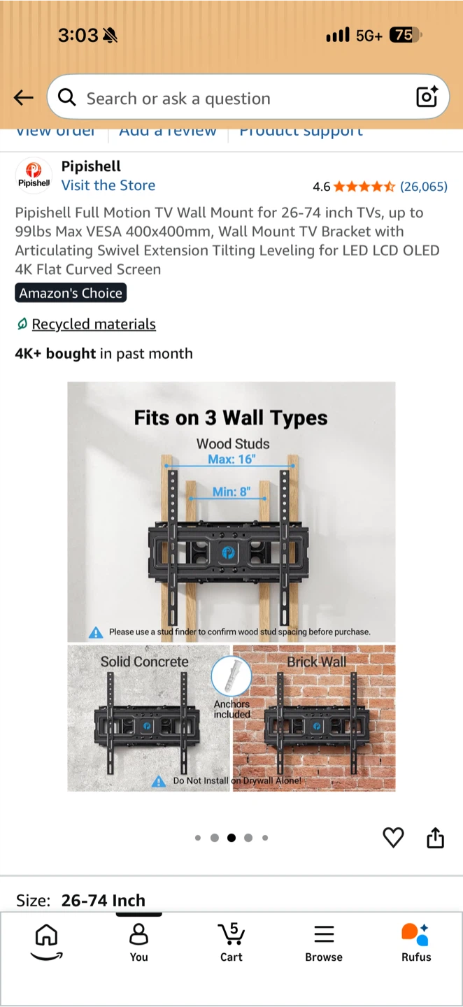 Pipishell Full Motion TV Wall Mount - photo 2