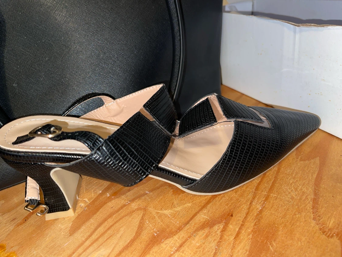 Black Pointed Toe Slingback Heels - photo 2