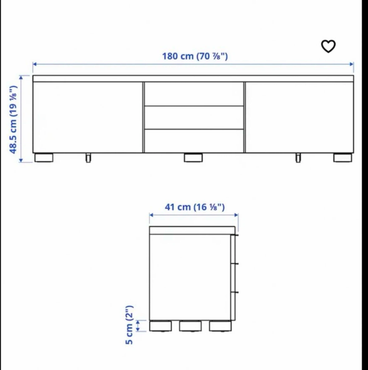 Modern Black Glass TV Media  console with storage - photo 4