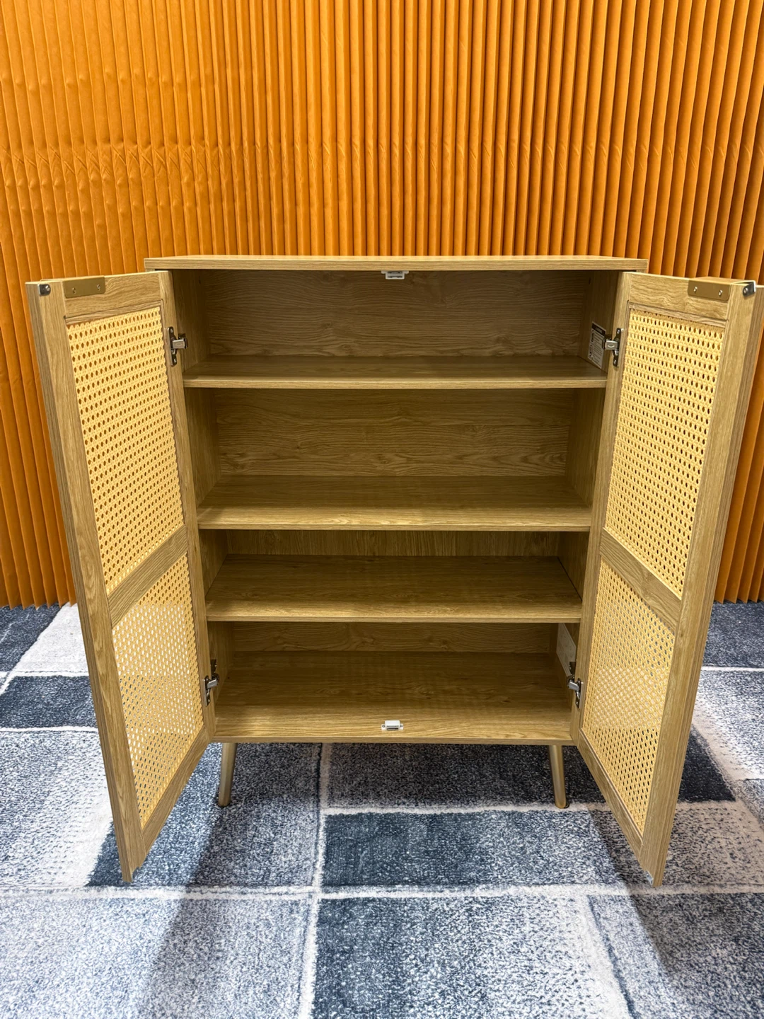 Wood cabinet with rattan doors - photo 2
