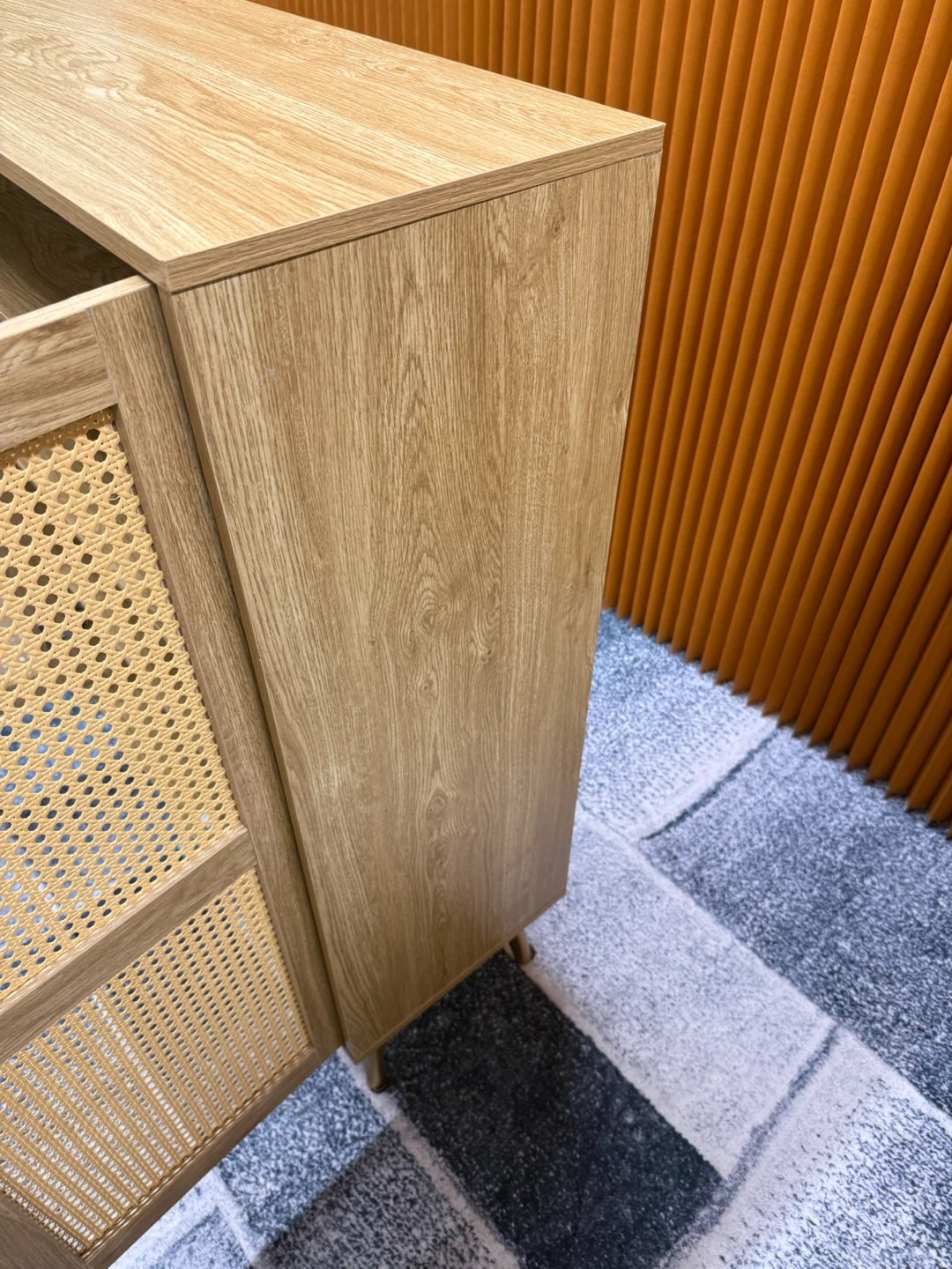 Wood cabinet with rattan doors - photo 4