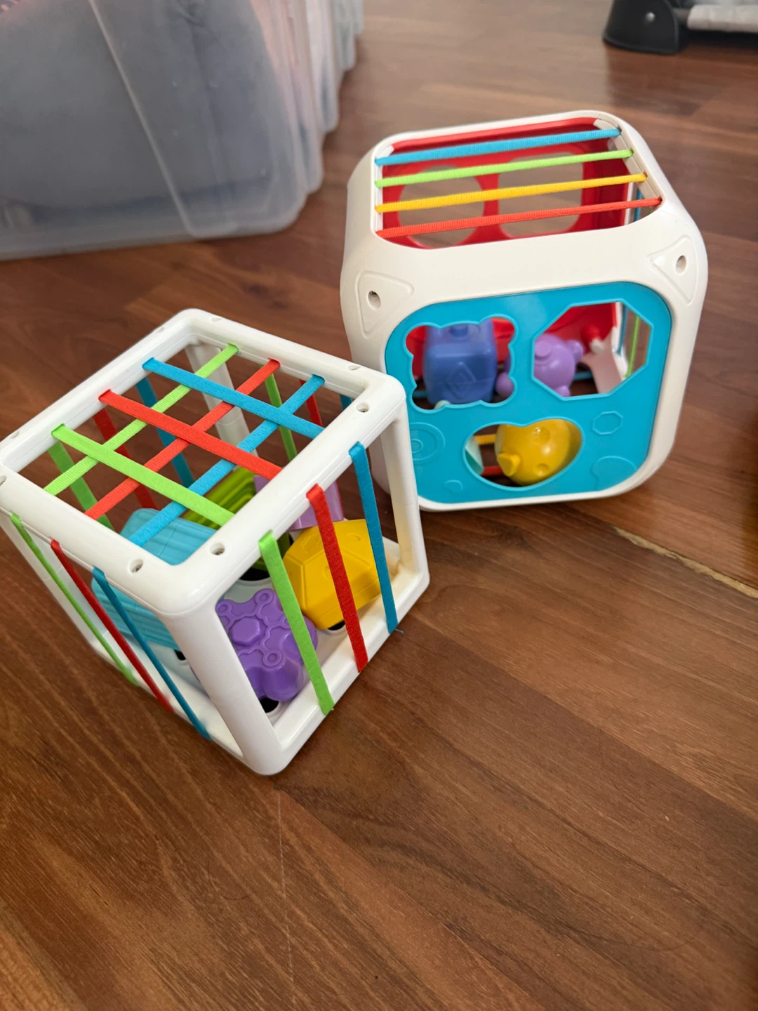 Set of two sensory baby activity cubes