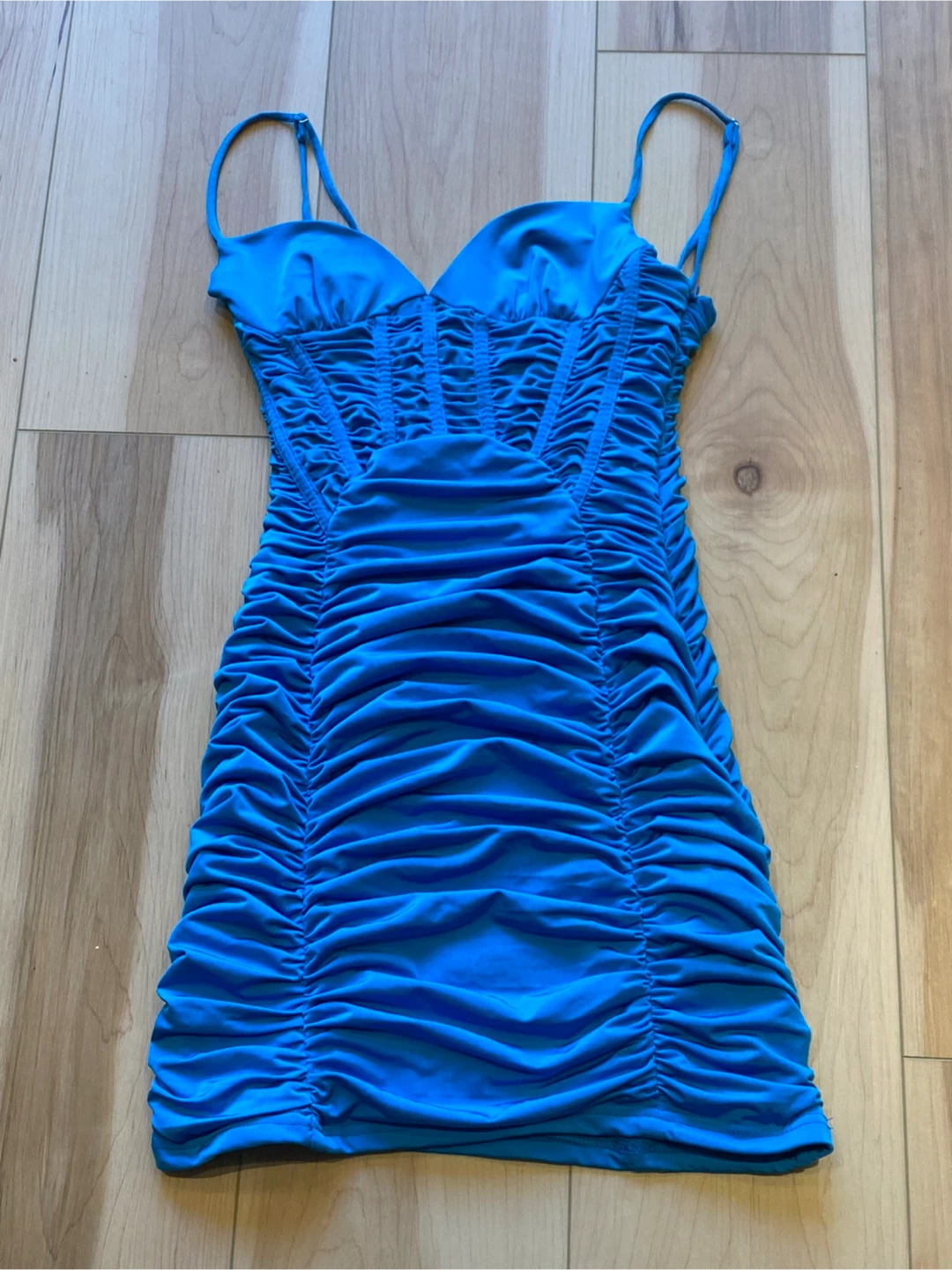 Blue Zara Ruched Mini Dress - photo 2