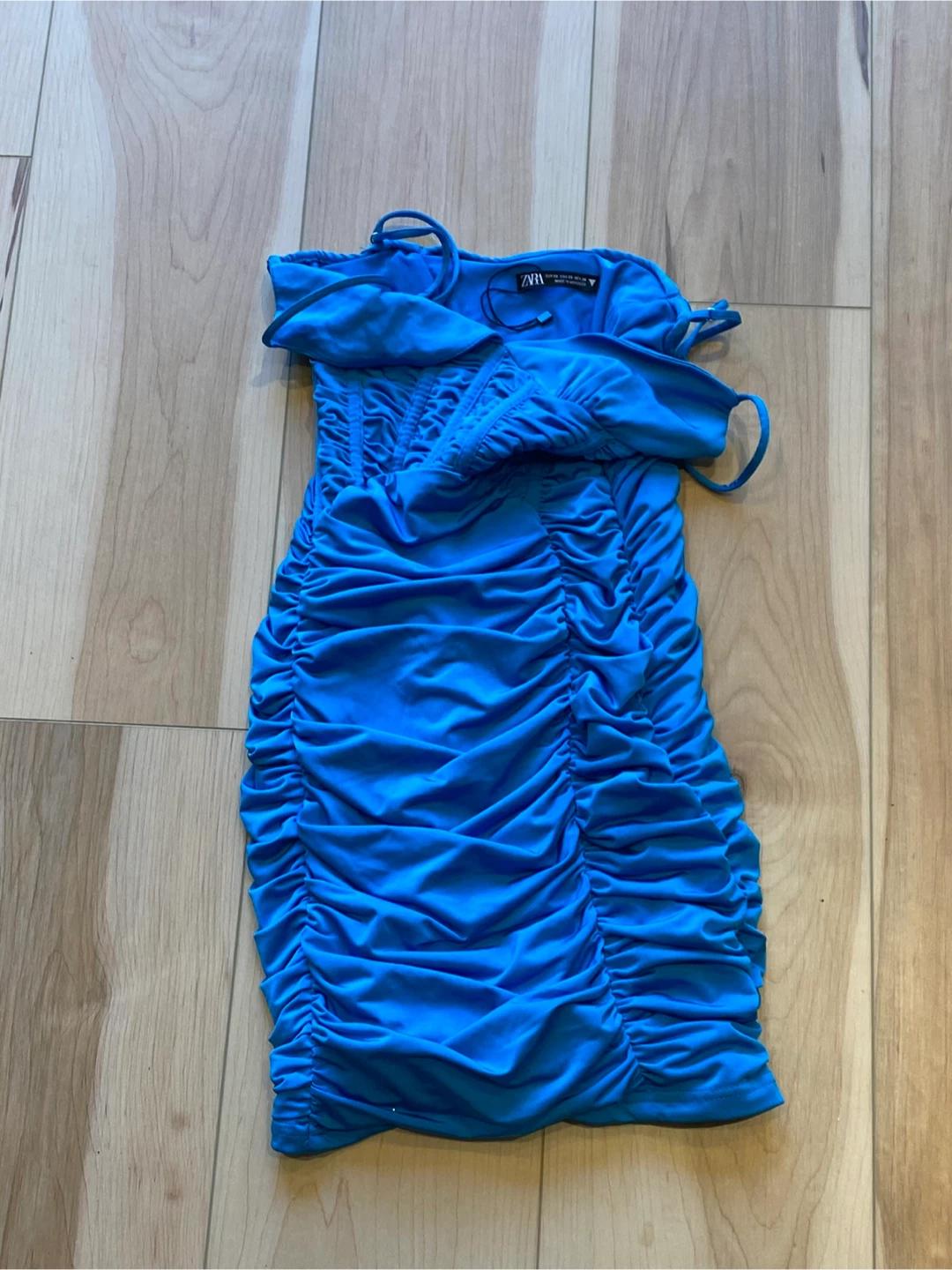 Blue Zara Ruched Mini Dress - photo 4
