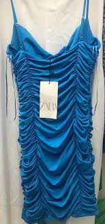 Blue Zara Ruched Mini Dress - photo 5